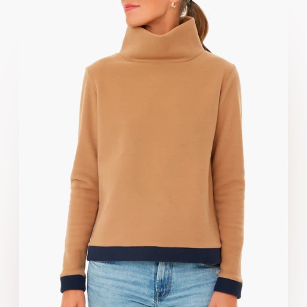 Dudley Stephens Park Slope Camel Navy Turtleneck Colorblock Fleece Sweater S
